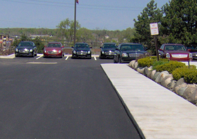 Newly paved Cadillac Crestview parking lot